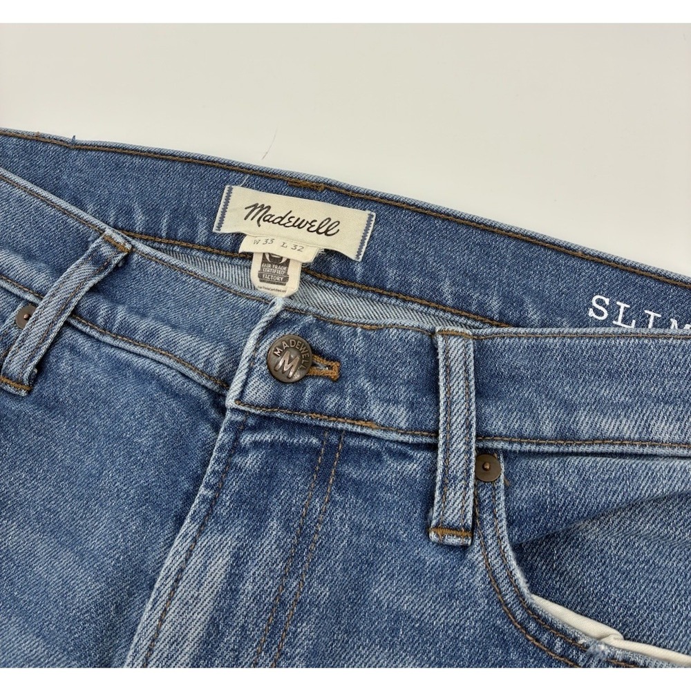 Madewell‎ Jeans Mens 33x31 Blue Button Fly Vintage Taper Denim Light Wash